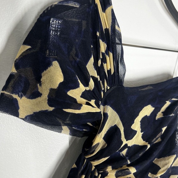 Jean Paul Gaultier Fuzzi Sz M Ruched Mesh Dress One Shoulder Blue Printed - Picture 9 of 9